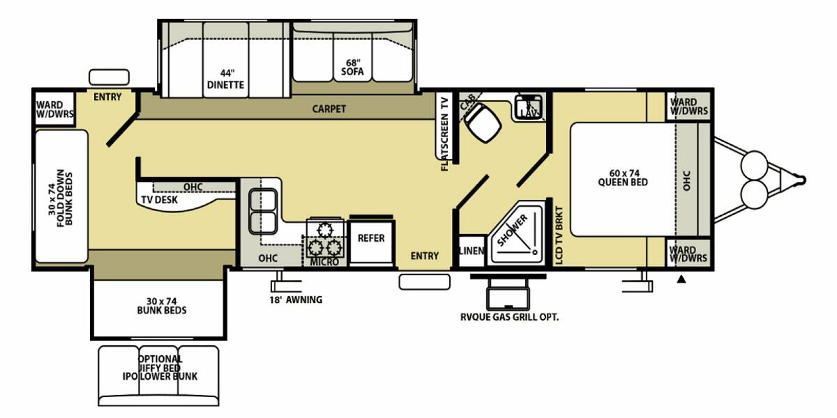 2008 Wildwood LE 32BHDS Travel Trailer at Lakeland RV Center STOCK# 3242A Floor plan Layout Photo