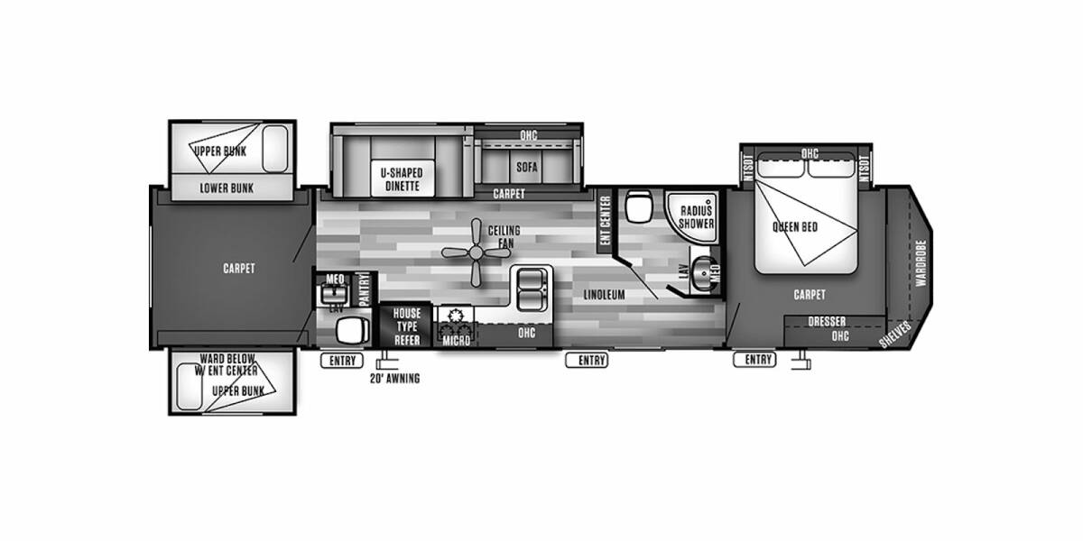 2018 Wildwood Lodge DLX 402QBQ Travel Trailer at Lakeland RV Center STOCK# 3530A Floor plan Layout Photo