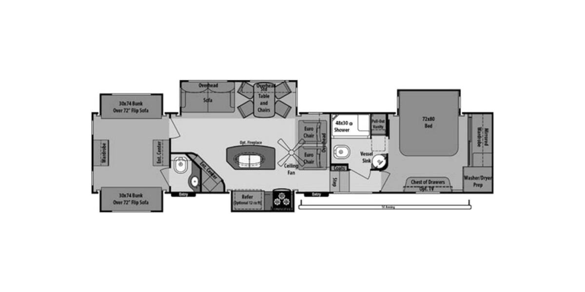 2014 Open Range 427BHS Fifth Wheel at Lakeland RV Center STOCK# 3307A Floor plan Layout Photo