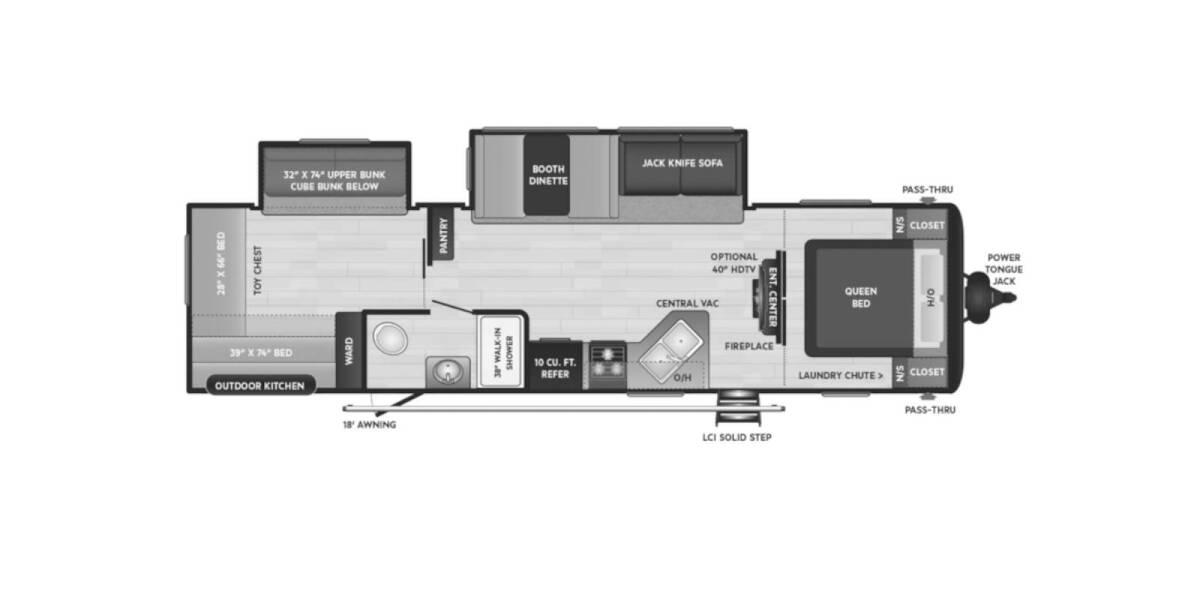 2021 Keystone Hideout LHS 318BR Travel Trailer at Lakeland RV Center STOCK# 3566AA Floor plan Layout Photo