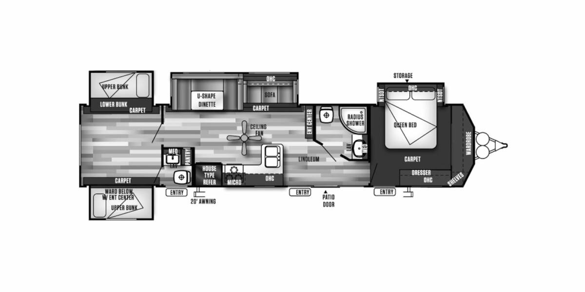 2016 Wildwood Lodge DLX 402QBQ Travel Trailer at Lakeland RV Center STOCK# 3622A Floor plan Layout Photo