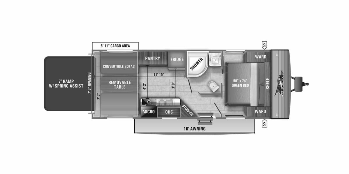 2021 Jayco Jay Flight SLX 8 236TH Travel Trailer at Lakeland RV Center STOCK# 3706 Floor plan Layout Photo