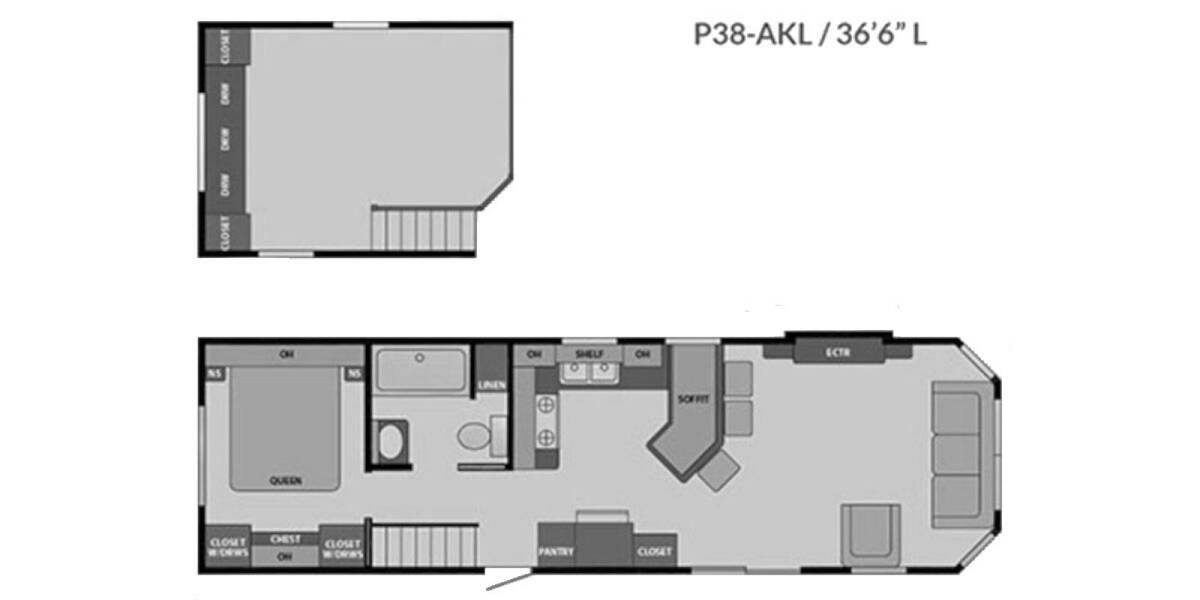 2023 Canterbury Parkvue P38 AKLSL Park Model at Lakeland RV Center STOCK# 3725 Floor plan Layout Photo