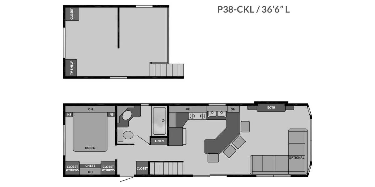 2023 Canterbury Parkvue P38 CKL SL Park Model at Lakeland RV Center STOCK# 3738 Floor plan Layout Photo