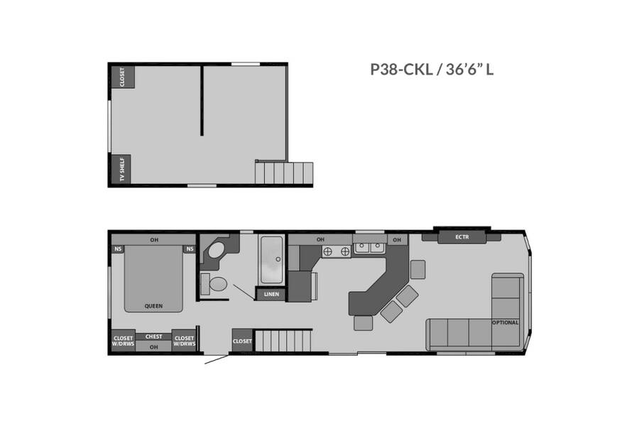 2023 Canterbury Parkvue P38 CKL SL Park Model at Lakeland RV Center STOCK# 3738 Floor plan Layout Photo