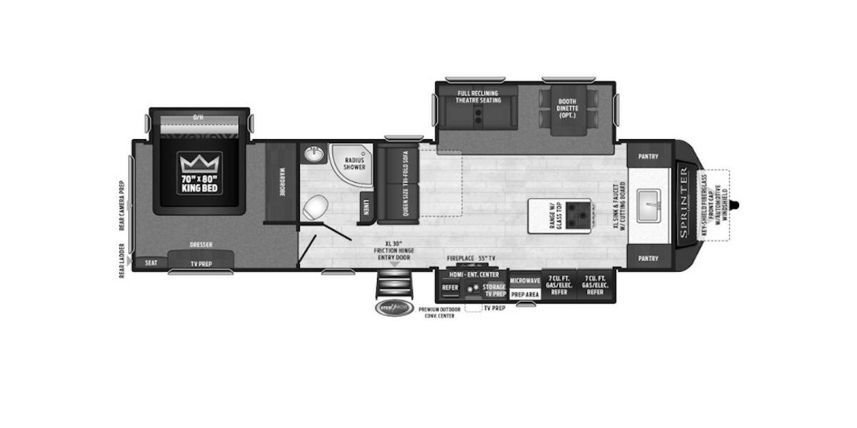 2019 Keystone Sprinter Limited 333FKS Travel Trailer at Lakeland RV Center STOCK# 3723A Floor plan Layout Photo