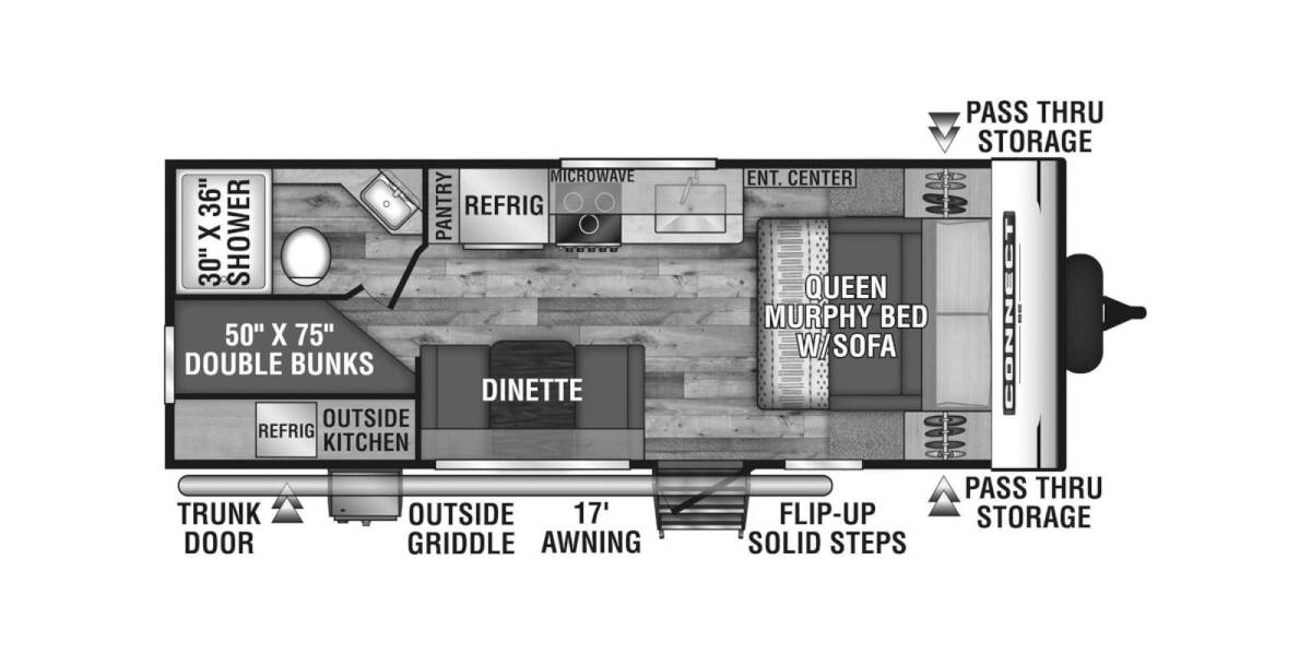 2022 KZ Connect SE 210MBKSE Travel Trailer at Lakeland RV Center STOCK# 3848A Floor plan Layout Photo